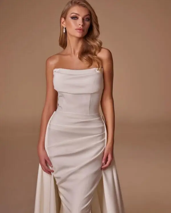 mermaid wedding dress with crepe bustier skirt