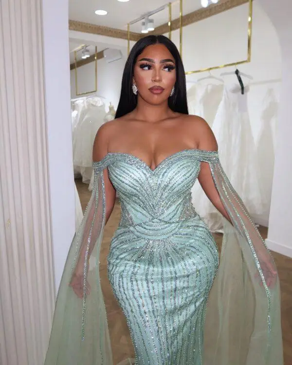 seafoam green beaded dress